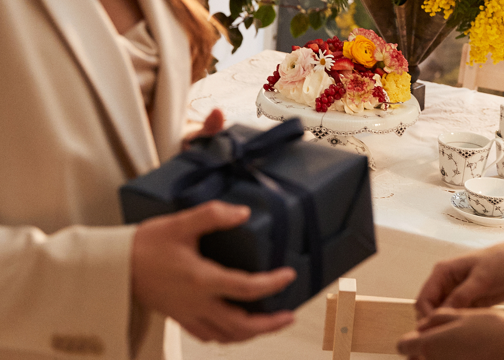A piece of Royal Copenhagen wrapped in the iconic Blue gift wrap